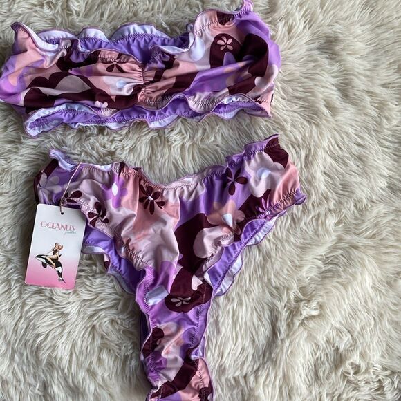 Oceanus Teresa Bikini in Purple Frill Color - Picture 1 of 8